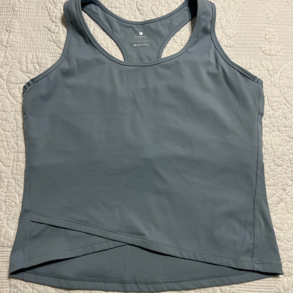 Women’s Junior Sport Top Gray Sleeveless Athletic Tank Top Size L Lined #25